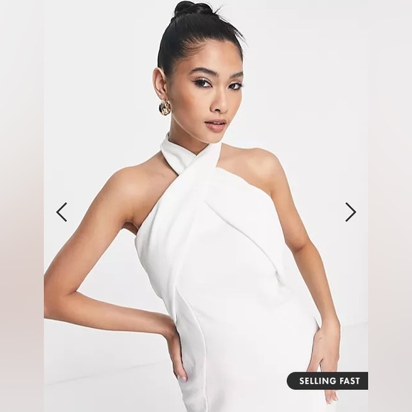 ASOS DESIGN halter mini dress in textured crepe - Picture 2 of 7